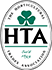 Oval logo of The Horticultural Trades Association featuring a green clover above the letters "HTA" with "ESTD 1899" below—perfect for any garden designer seeking professional recognition.